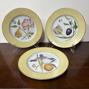 Fitz & Floyd Terri Beavers Sun Valley Set Of 3 Iris And Peach Tulip Plum Rose